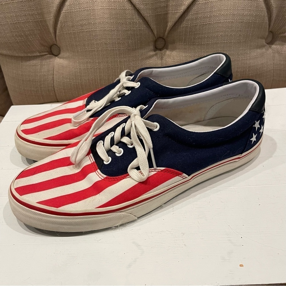 Polo by Ralph Lauren Mens Sz 10D Thorton USA Stars and Stripes Shoes Sneakers